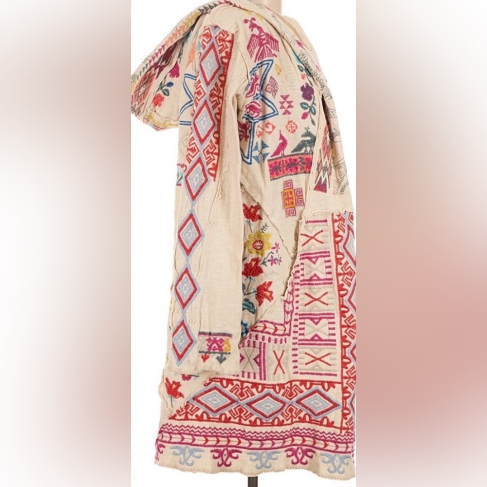 🌺 Johnny Was BIYA Embroidered Hooded Boho Cardigan Jacket Ivory Festival, medium - Picture 2 of 14